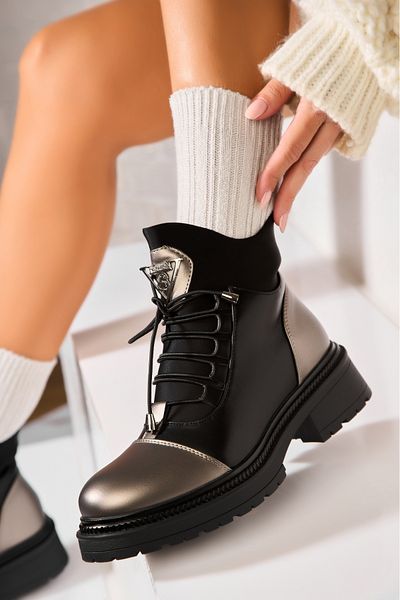 Joana Women's Fur-lined Bronze Boots Made of Leiya Eco-Leather