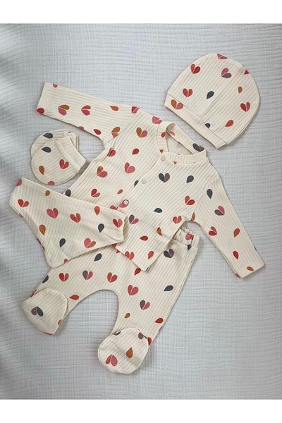esya baby 5-Piece Heart Patterned Bodysuit Set