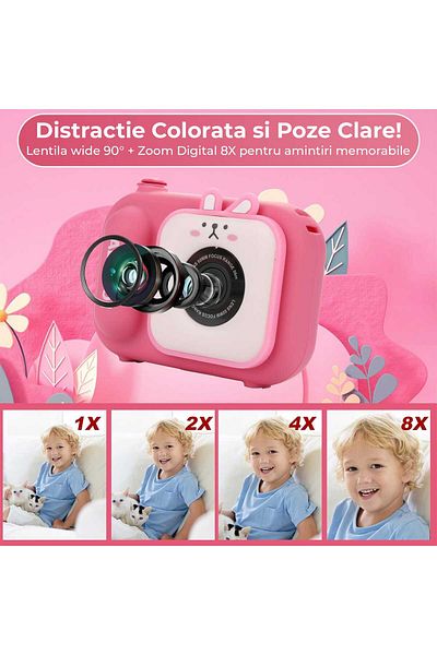 Timebox Cameră video digitală pentru copii cu ecran mare de 2,4", card de 32 GB, trepied și funcție selfie – 1080P