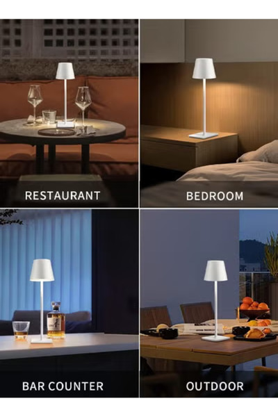 Taimi Pack Of 2 Wireless Table Lamp, Rechargeable 1800mAh, Metal, Portable, 2-Level Night Lighting White