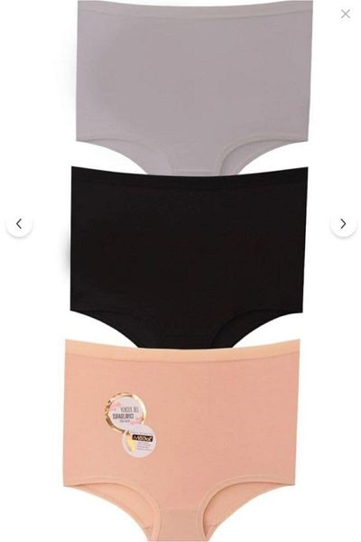 RAPAPA Papatya Yüksel Waist Recovery Modal Panties 3 Pack (Black Skin White) 4364