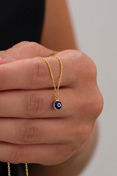 Tmt Silver 6 mm Gümüş Altın Gold Kaplama Koyu Mavi Lacivert Nazar Boncuğu Cam...