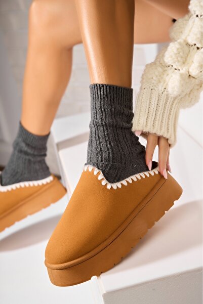 Joana Γυναικείες μπότες με επένδυση γούνας καμήλας από σουέτ δέρμα Azaila