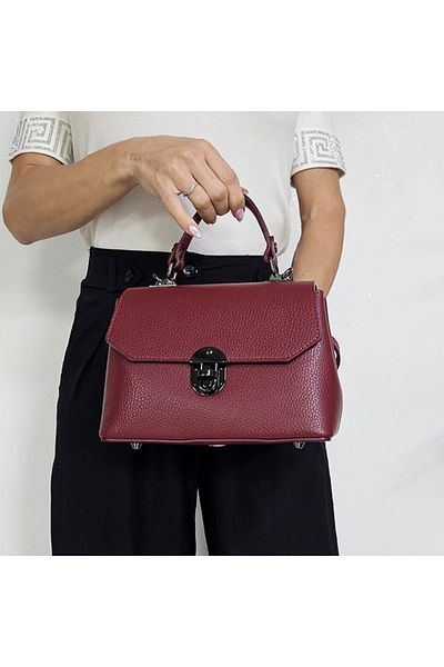 FashionForYou Elegant bag, GlamourGrip, made of genuine leather, business and removable strap, Dark red