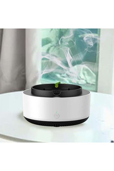 WXZ SHOP Set of 2 WXZ Shop Electric Ashtray with Suction, Air Purifier, Smokeless, Air Freshener, White