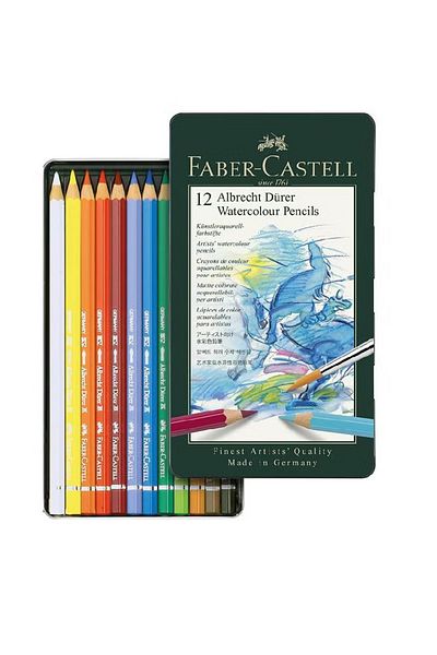 Faber Castell Albrecht Dürer 12‑Color Watercolor Pencil Set – Artists’ Assorted Tin Edition