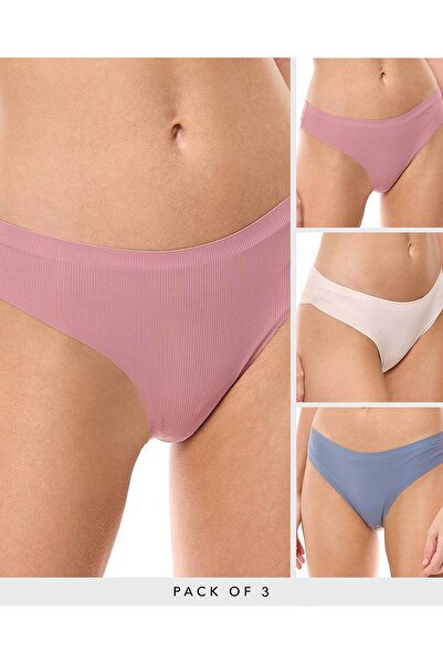 R&B 3 Pack Solid Seamless Bikini Briefs