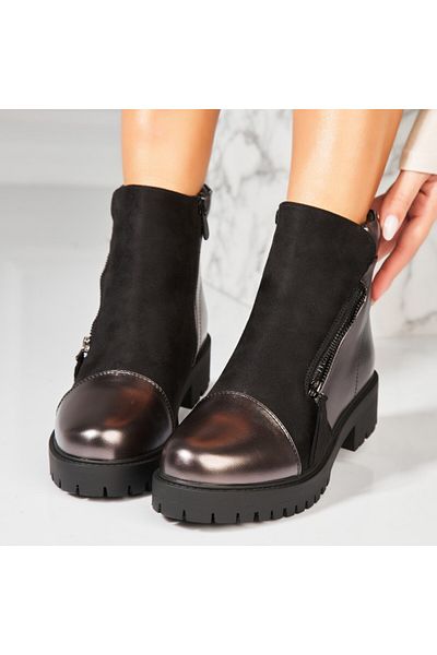 Joana Women's Fur-lined Bronze Boots Made of Ecological Leather Dochia2