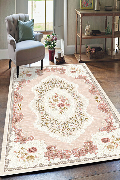 Yürük Home Welsoft Kumaş Dijital Baskılı YRK183 Modeli Lastikli Halı Örtüsü