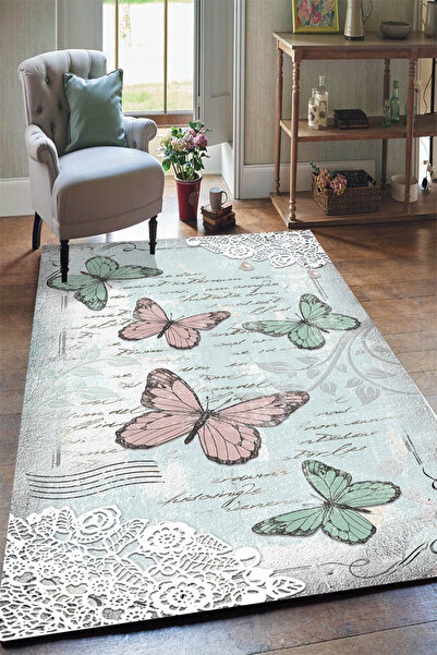 Yürük Home Welsoft Kumaş Dijital Baskılı YRK184 Modeli Lastikli Halı Örtüsü