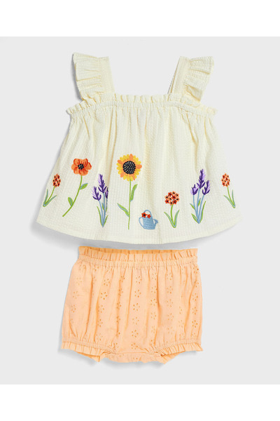 R&B Embroidered Top and Bloomer Set