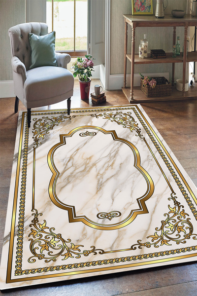 Yürük Home Welsoft Kumaş Dijital Baskılı YRK182 Modeli Lastikli Halı Örtüsü