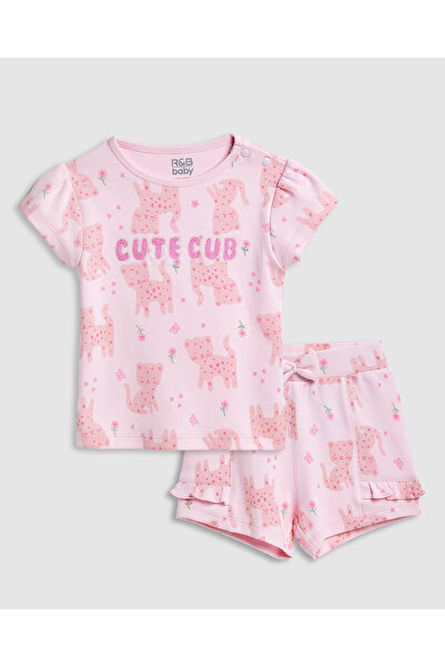 R&B طقم بلوزة وشورت مطرز