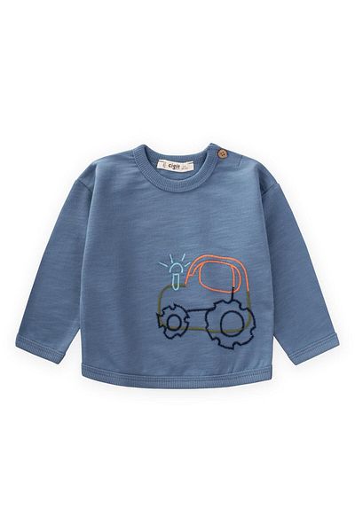 Cigit Hanorac brodat tractor 0-4 ani Albastru indigo