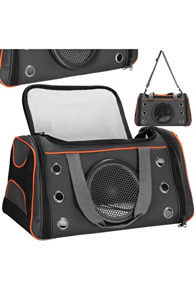 SERSIMO Geanta pentru transport animale mici-medii, pentru caine si pisica, pliabila, 24x48x33 cm, gri