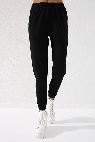 RAPAPA Black High Waist Jogger Comfortable Form Cuffed Women's Tracksuit Bottom - 94561