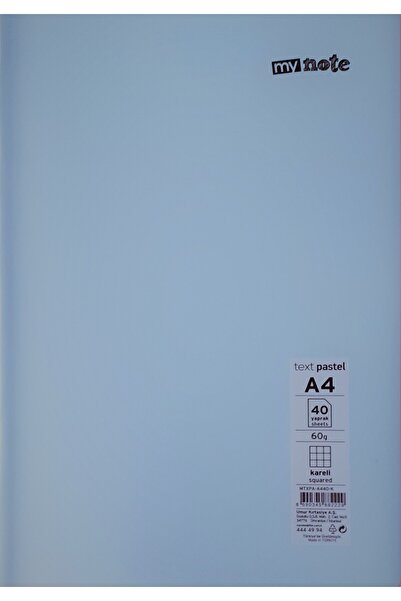 Mynote Caiet A4 40 coli, cu carouri, copertă din plastic, cusut, albastru