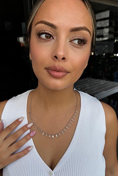 TAKIŞTIR Silver Color Stone Detailed Necklace