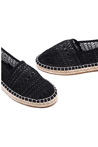 R&B Black Women's Lace Espadrille Shoes