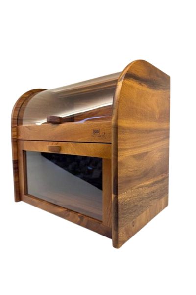 Billi 2-Tier Wooden Bread Box with Acrylic Lid.