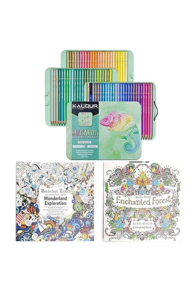 A&M AG Set of 72+2 colored pencils for drawing, pastel colors and 2 coloring books, metal box