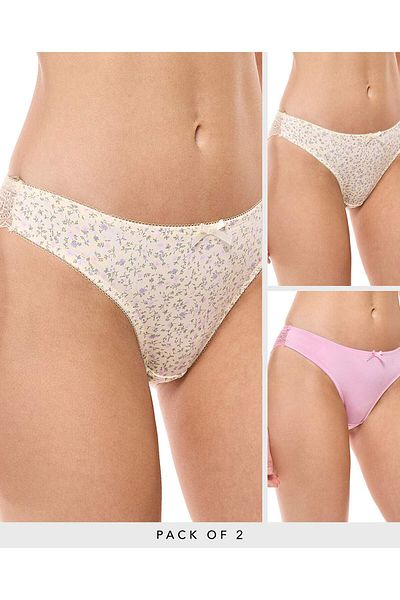R&B Cream WoMen's's 2 Pack Bikini Briefs