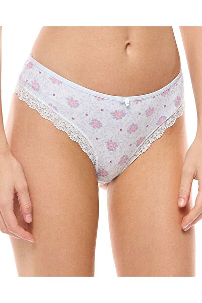 R&B 3 Pack Printed Lace Trim Brazilian Briefs