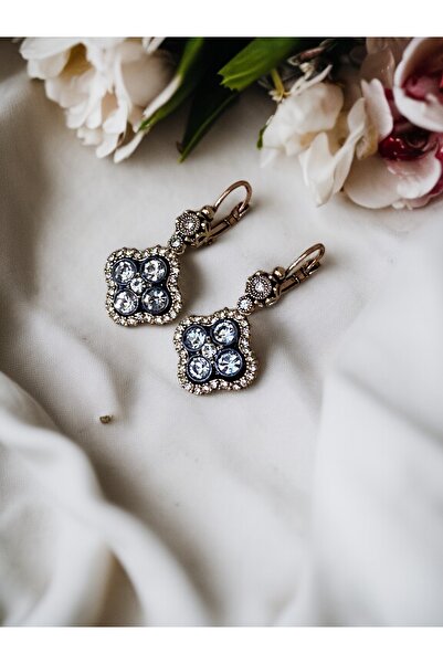 FAYRA ACCESSORIES Kristal Taşlı Yonca Figür Küpe