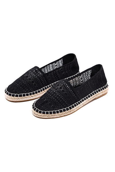 R&B Black Women's Lace Espadrille Shoes