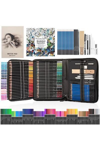 OEM Set of colored pencils for drawing and sketches, 100 pieces, with coloring books