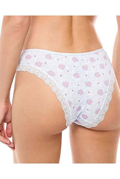 R&B 3 Pack Printed Lace Trim Brazilian Briefs
