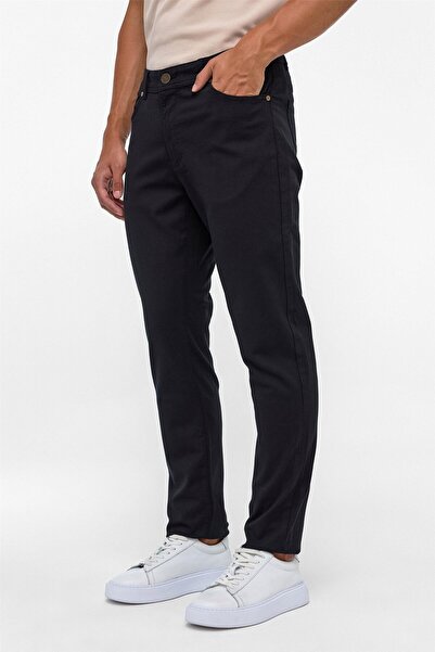 SÜVARİ Siyah Slim 5 Cep Kalıp Armürlü Pantolon