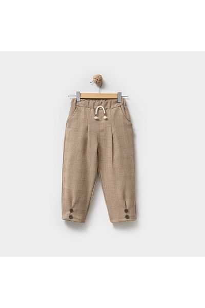 Overdo Unisex Plaid Pleated Baby Pants with Elastic Waist