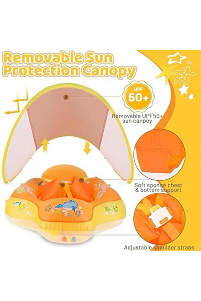 Generic حلقة سباحة للأطفال - عوامة مضادة للانقلاب مع أجنحة أمان، مصنوعة من مادة البولي فينيل كلوريد الصديقة للبيئة، للأعمار من 3 إلى 36 شهرًا