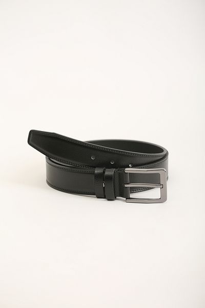 KASVA DERİ 3.5 cm Black Stitching Printed Leather Belt 100% Genuine Leather Belt