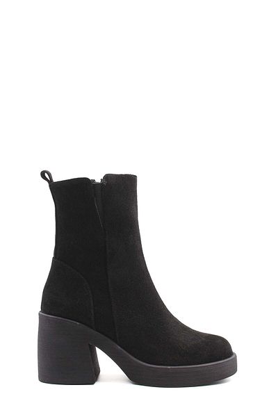 FAST STEP Genuine Leather Fur Women's Thick Heeled Boots 217Kza0657-03
