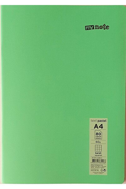 Mynote A4 40 Pieces Checkered Notebook Plastic Cover Stitched Green