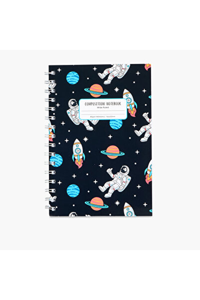 Lifestyle دفتر ملاحظات حلزوني مسطر بحجم A5، مطبوع عليه صورة رائد فضاء، 100 صفحة