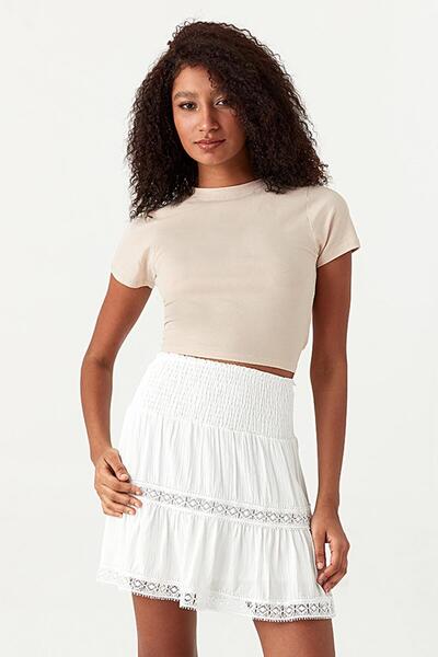 Select Moda Жіноча біла міні-спідниця з мереживом