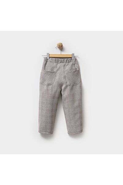 Overdo Unisex Ekoseli Beli Lastikli Pileli Bebek Pantolon