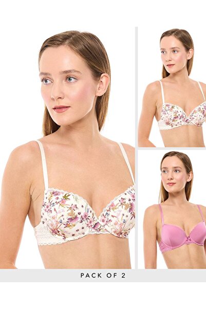 R&B 2 Pack Lace Trim Padded Bras