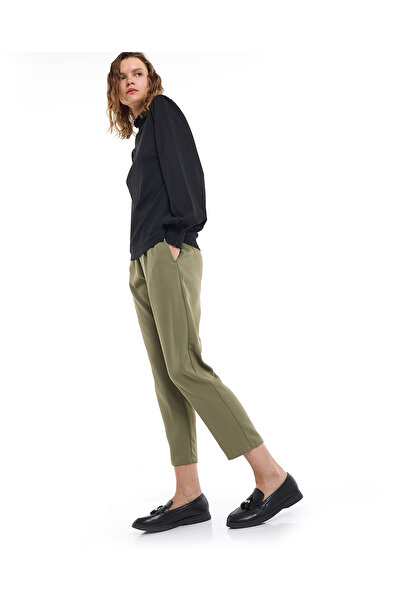 R&B بنطال ضيق سادة مع خصر برباط