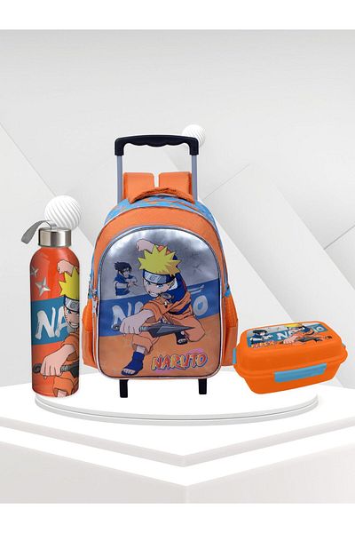 TSUMAB Naruto 3-Piece School Set – Trolley Backpack, Insulated Bottle & Lunch Box for Boys