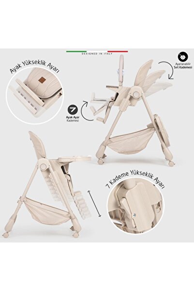 Elele Cibo 2in1 Katlanabilir Bebek Mama Sandalyesi Çift Pedli 0+ Ay Bej