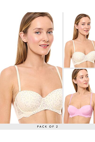 R&B 2 Pack Lace Trim Strapless Bras