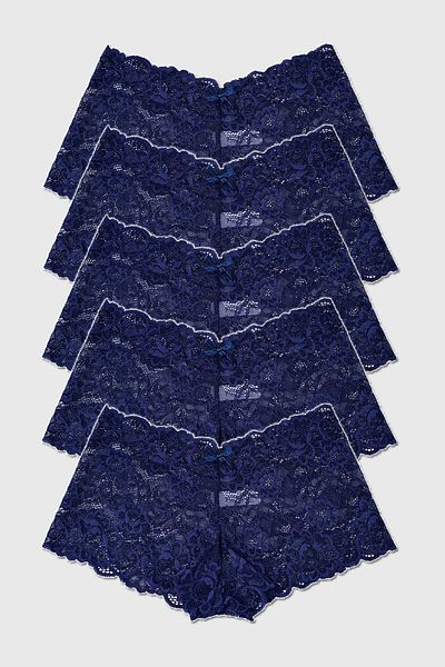 BRAINWEAR Women's 5 Pack Multicolored Lace Shorts Panties