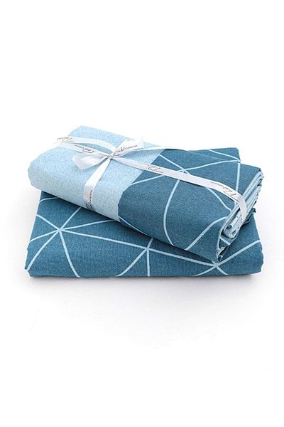 The Ecosse Sheet Elastic Single Duvet Cover Set-Mia Blue