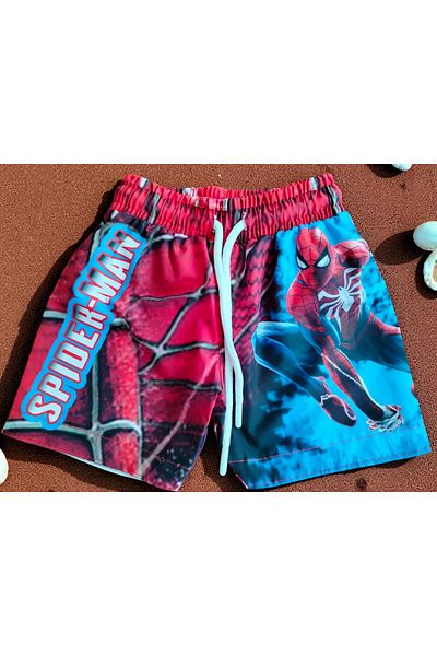 MİLAYS LİFE HOME COLLECTİON Boy's Character Printed Lace-Up Sea and Pool Shorts with Netting Inside