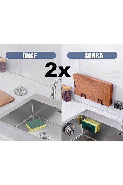 Carat Home Bulaşık Süngeri Tutacağı Evye Düzenleyici Telli Bulaşık Süngeri Tutucu Askı 2 Adet