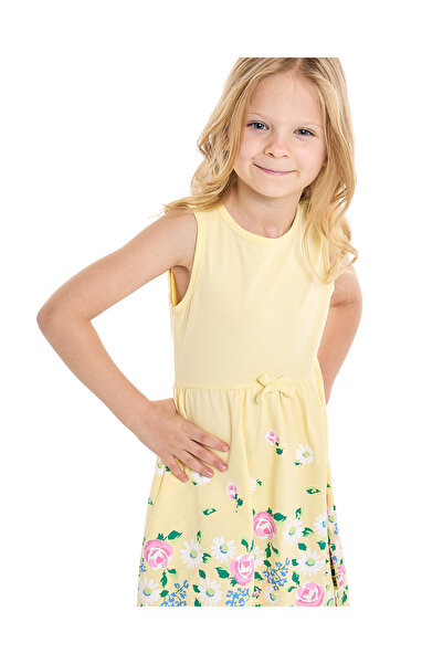 R&B Floral Printed Sleeveless Dress with Crew Neck